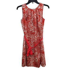 Jacob Women's Red White Abstract Flower Tie‎ Front Sleeveless Dress Size 1/2